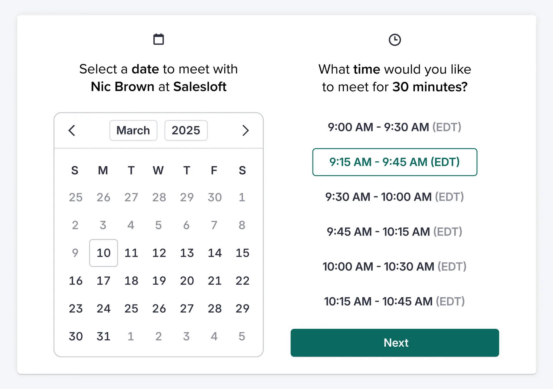 Calendaring Screen